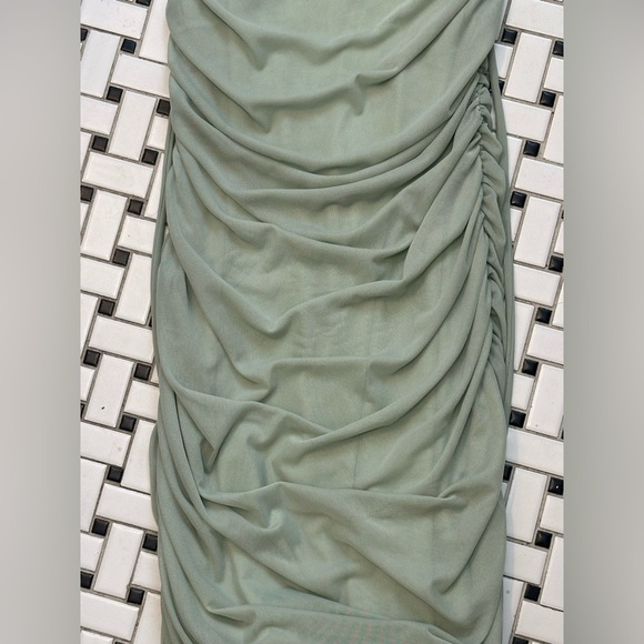 Lulu's Green Ruched Bodycon Midi Dress - Picture 3 of 4